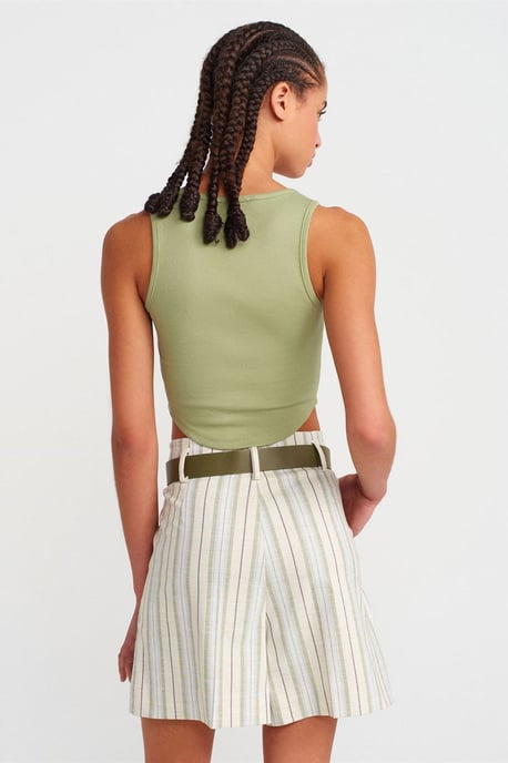 Dames Geribbelde Cropped Blouse met Knopen - Image 2