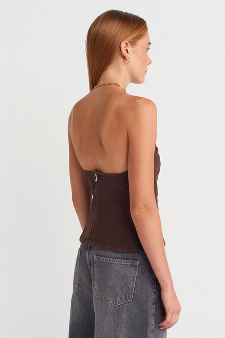 Strapless Fitted Peplum Blouse - Image 2