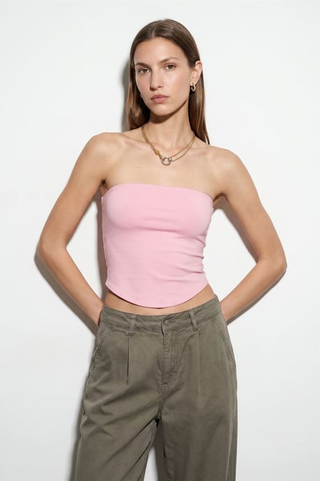 Dames Strapless Cropped Bandeau Top - Image 1