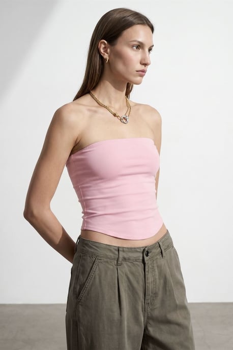 Dames Strapless Cropped Bandeau Top - Image 3