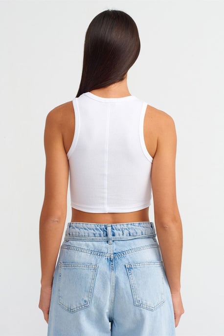 Kvinnors Ribbad Hjärtbroderad Crop Top - Image 2