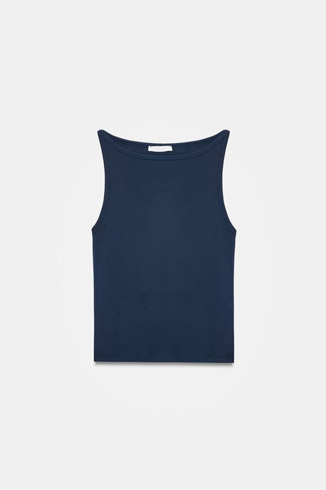 Ribbad Halterneck Slim-Fit Blus - Image 5