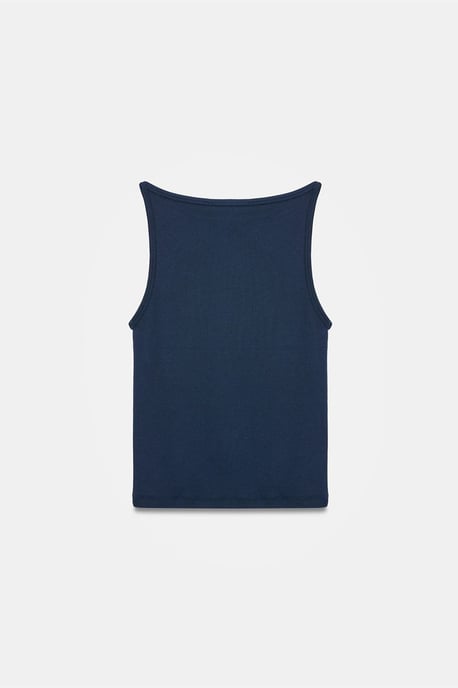 Ribbad Halterneck Slim-Fit Blus - Image 6