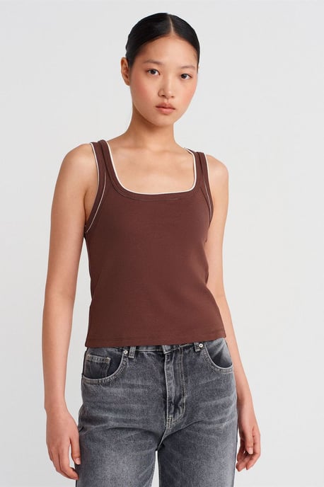 Kvinnors Ribbat Bomull Cami Blus - Image 1