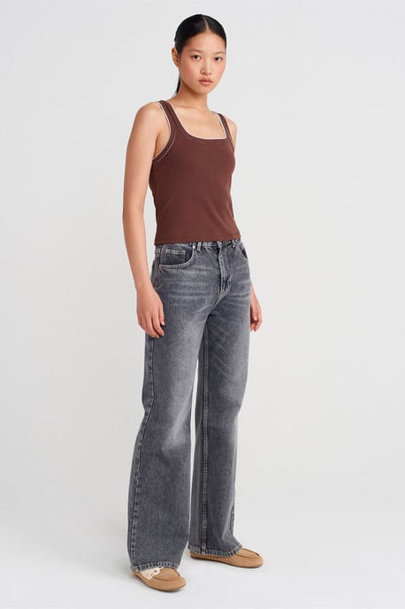Kvinnors Ribbat Bomull Cami Blus - Image 3