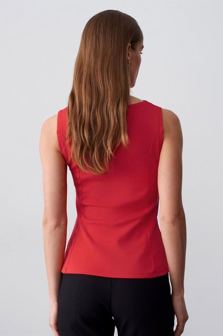 Aansluitende Mouwloze Peplum Blouse - Image 2