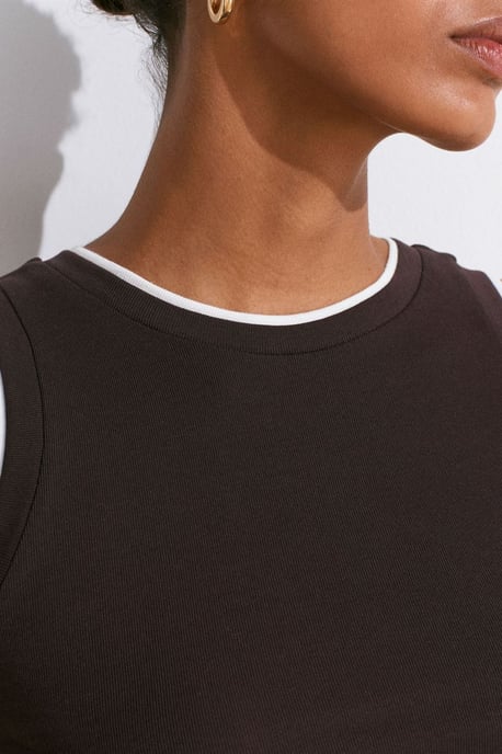 Sleeveless Ribbed Cotton Blouse - Image 4