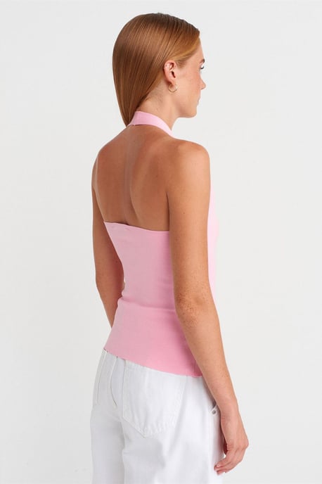 Smal Passform Halterneck Stickad Blus - Image 2