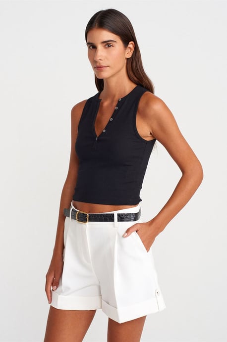 Women's Ribbed Cotton-Blend Crop Top - Image 1