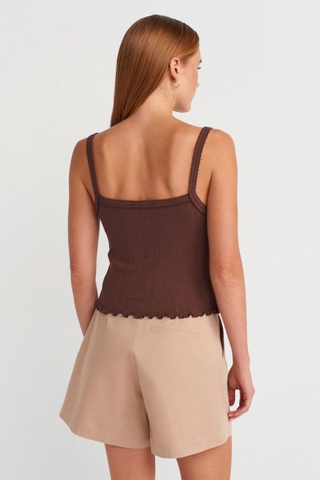 Katoenen Geribbelde Blouse met Vierkante Halslijn - Image 2