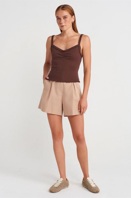 Katoenen Geribbelde Blouse met Vierkante Halslijn - Image 4