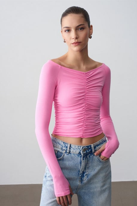 Off-Shoulder Crop Top Blouse - Image 3