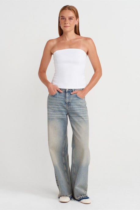 Strapless Fitted Peplum Blouse - Image 4
