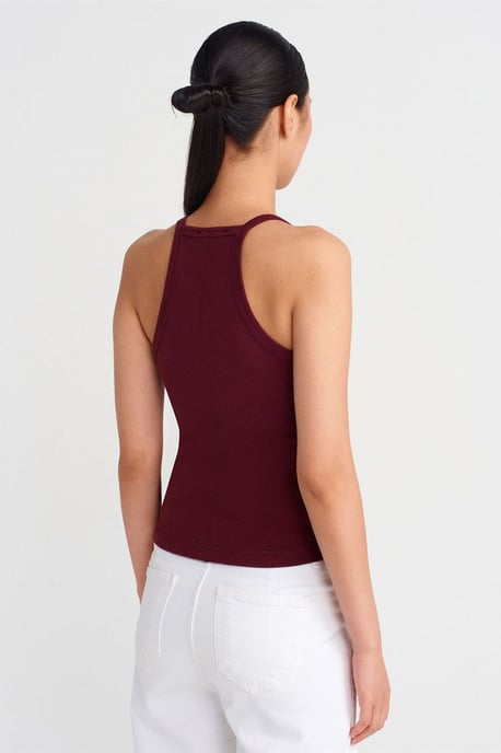 Slim Fit Ribbad Stickad Cami Blus - Image 2