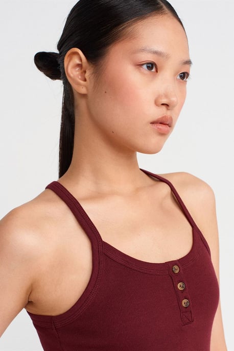 Slim Fit Ribbad Stickad Cami Blus - Image 3