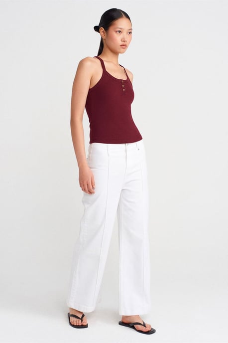 Slim Fit Ribbad Stickad Cami Blus - Image 4