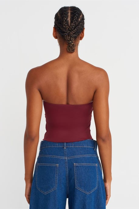 Dames Strapless Crop Blouse Met Strikdetail - Image 2