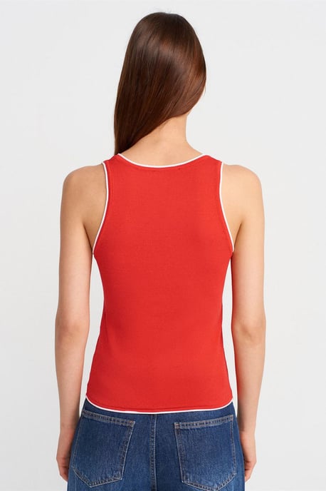Slim Fit Ribbad Halterneck Blus - Image 2