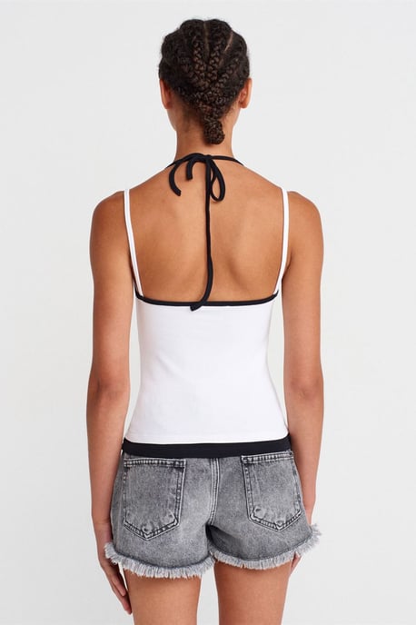 Slim Fit Ärmlös Blus med Knytband - Image 2