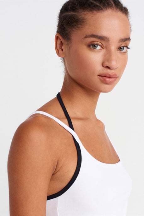 Slim Fit Ärmlös Blus med Knytband - Image 3