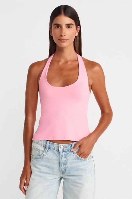 Smal Passform Halterneck Cut-Out Topp - Image 1