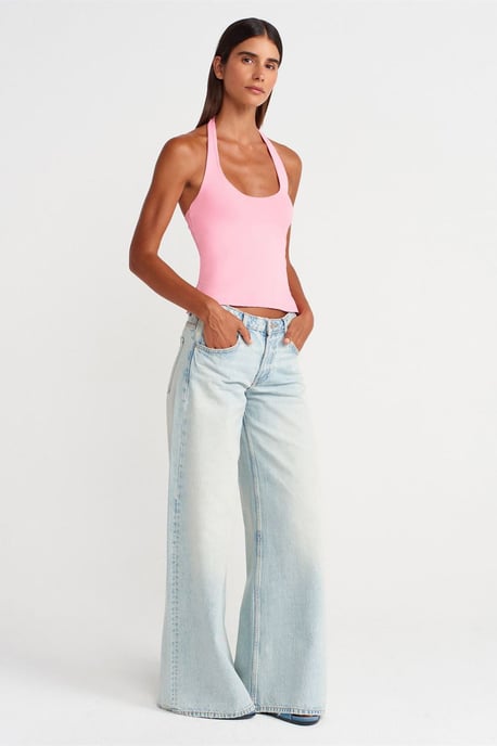 Smal Passform Halterneck Cut-Out Topp - Image 4