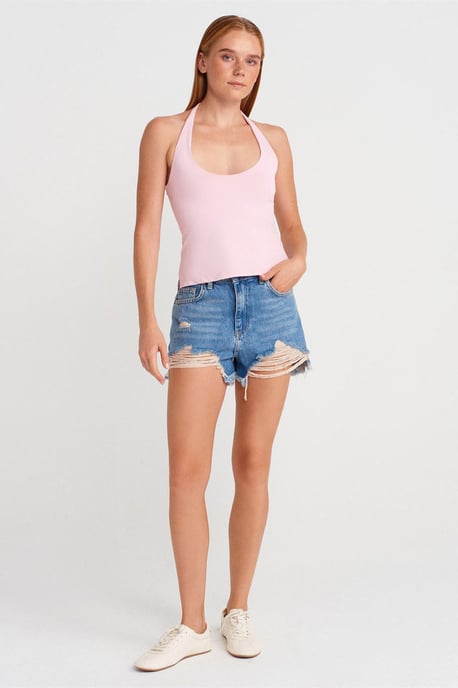 Slim Fit Halter Neck Cut-Out Top - Image 4