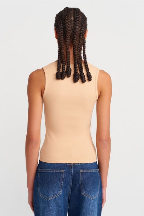 Sleeveless Lace Ribbed V-neck Blouse - Image 2