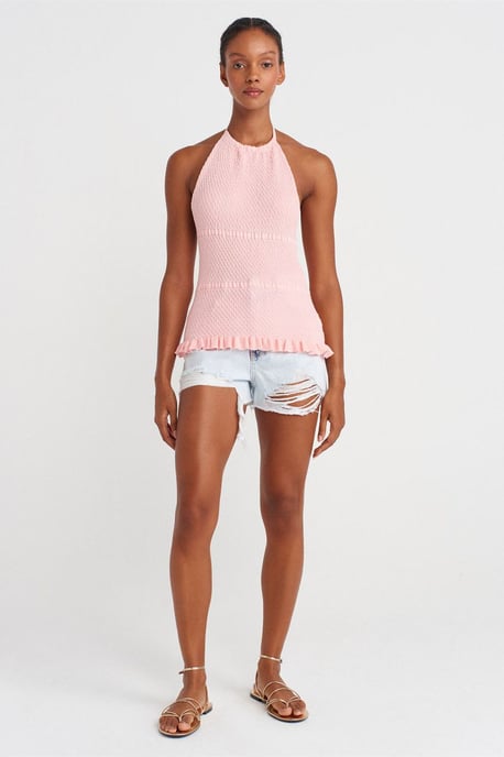 Slim Fit Halterneck Stickad Blus - Image 4