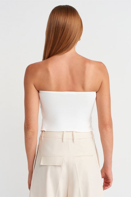 Draagbare Strapless Crop Blouse voor Dames met Strikdetail - Image 2