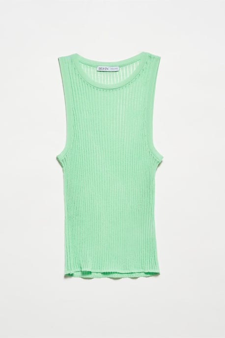 Ribbad ärmlös stickad blus - Image 1
