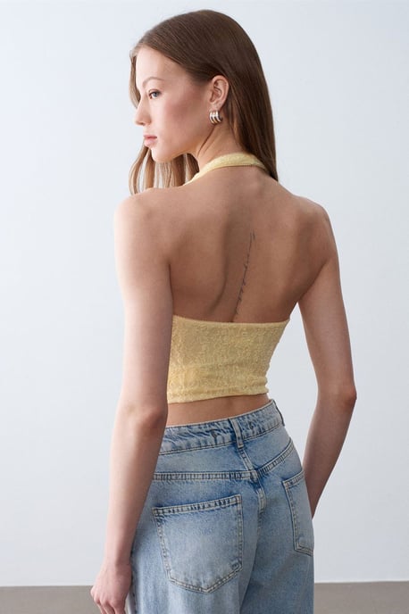 Dames Kant Halters Crop Blouse - Image 2