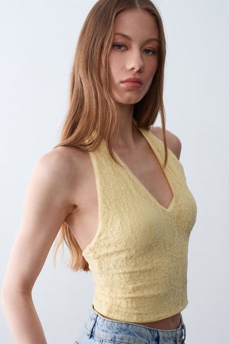 Dames Kant Halters Crop Blouse - Image 3