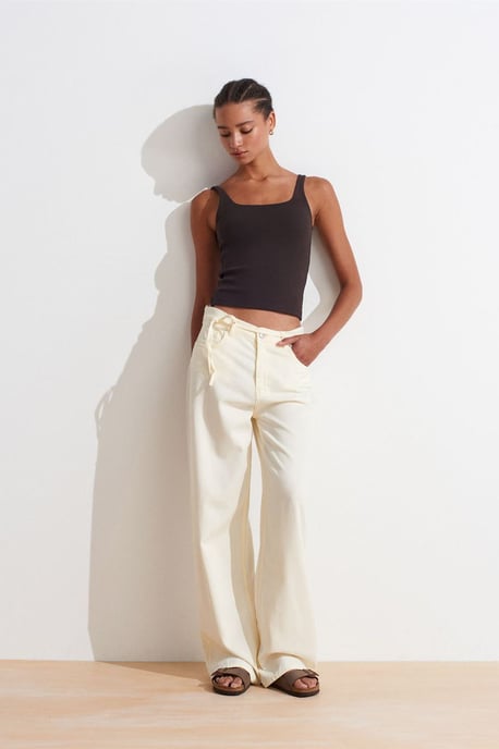 Geribde vierkante-hals mouwloze blouse - Image 5