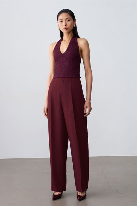 Dames Kant Halter Crop Blouse - Image 3