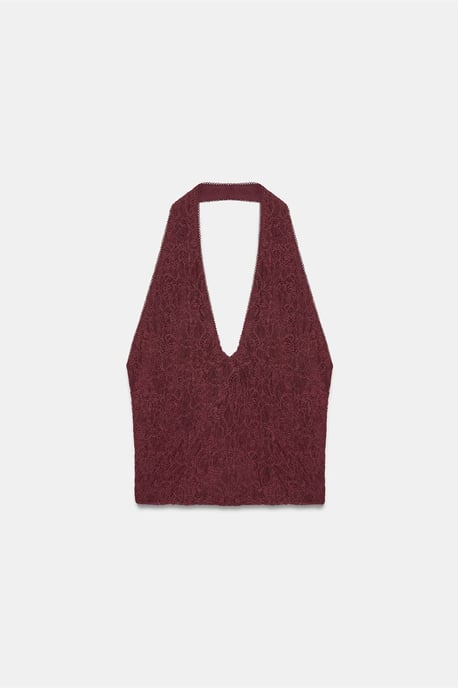 Dames Kant Halter Crop Blouse - Image 5