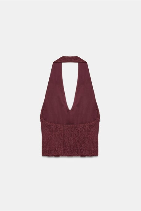 Dames Kant Halter Crop Blouse - Image 6