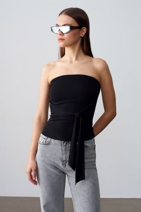 Strapless Slim-Fit Jerseytop met Strikdetail - Image 3