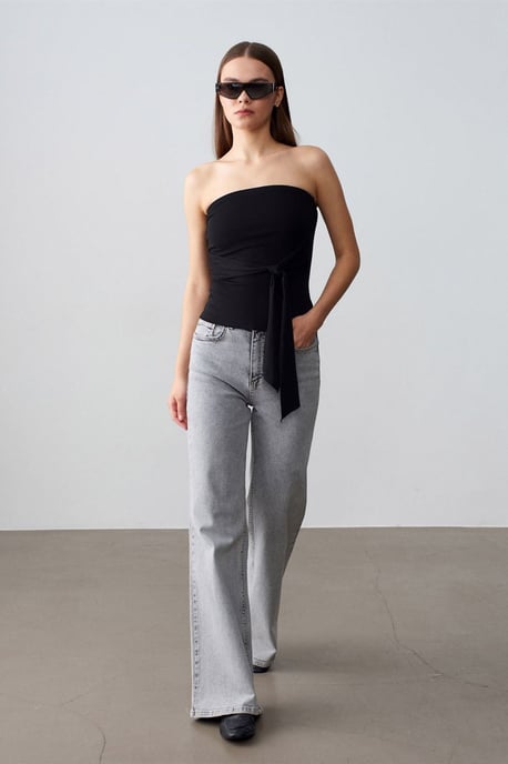 Strapless Slim-Fit Jerseytop met Strikdetail - Image 4