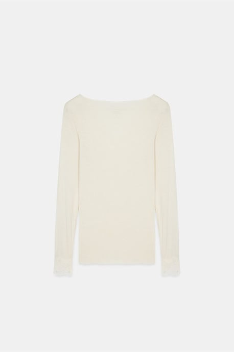 Slim Fit V-Hals Kant Blouse - Image 6