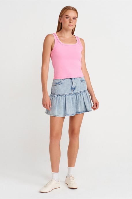 Kvinnors Ribbade Bomulls Cami Blus - Image 4
