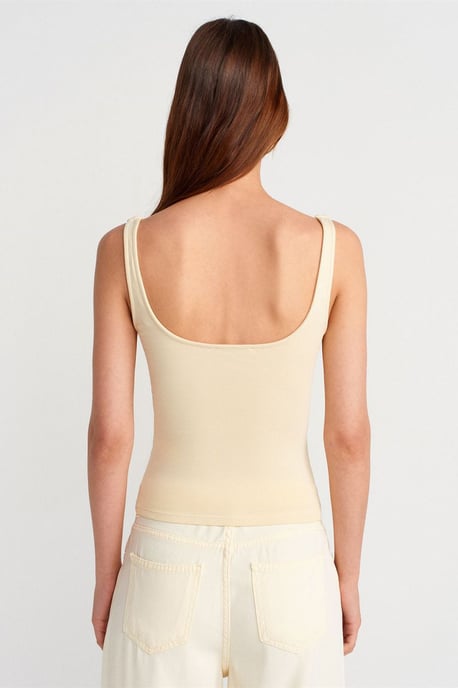 Ribbed Square-neck Sleeveless Blouse - Image 2