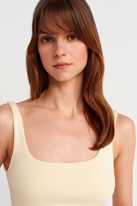 Ribbed Square-neck Sleeveless Blouse - Image 3