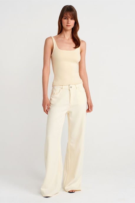 Ribbed Square-neck Sleeveless Blouse - Image 4