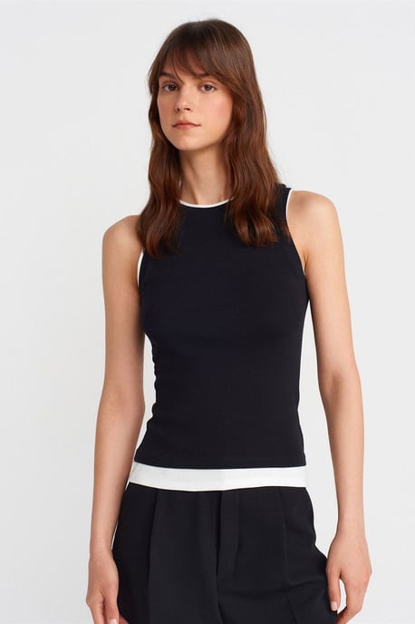 Sleeveless Ribbed Cotton Blouse - Image 1