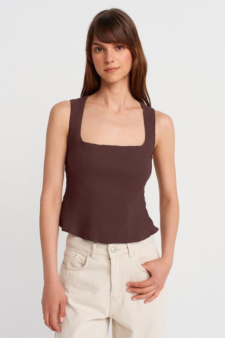 Fitte Mouwloze Blouse met Vierkante Halslijn - Image 1