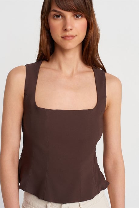 Fitte Mouwloze Blouse met Vierkante Halslijn - Image 3