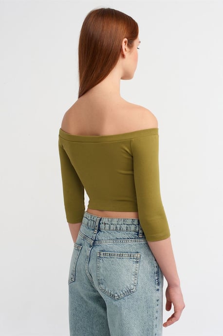 Kvinnors Off-shoulder Crop Blus - Image 2