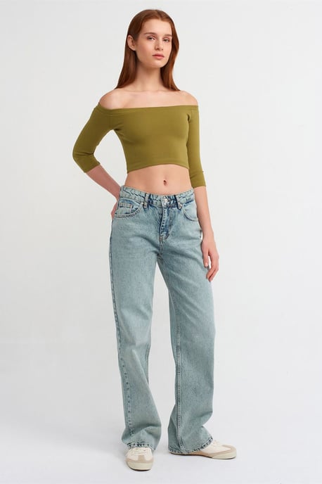 Kvinnors Off-shoulder Crop Blus - Image 3