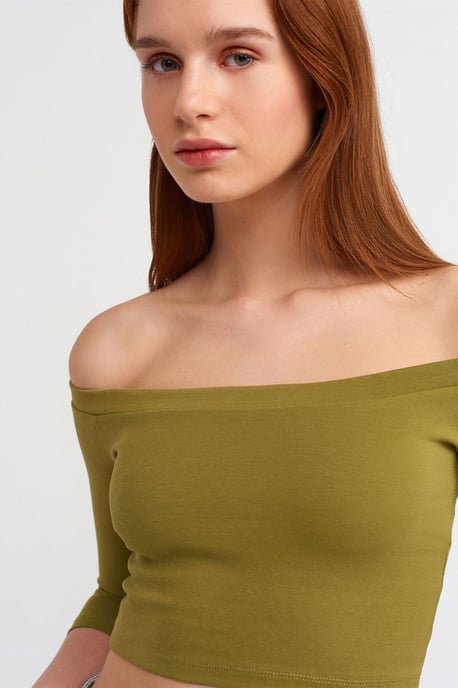 Kvinnors Off-shoulder Crop Blus - Image 4